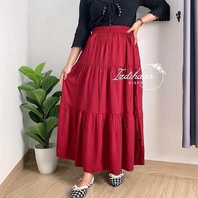 Pastikirim- Rok Susun Panjang Rok Susun Wanita Katun Rayon Twill