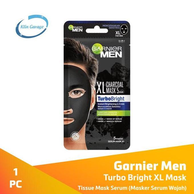Bytcwr- Garnier Men Power White Xl Charcoal Masker Serum Wajah Pria Tisue Mask