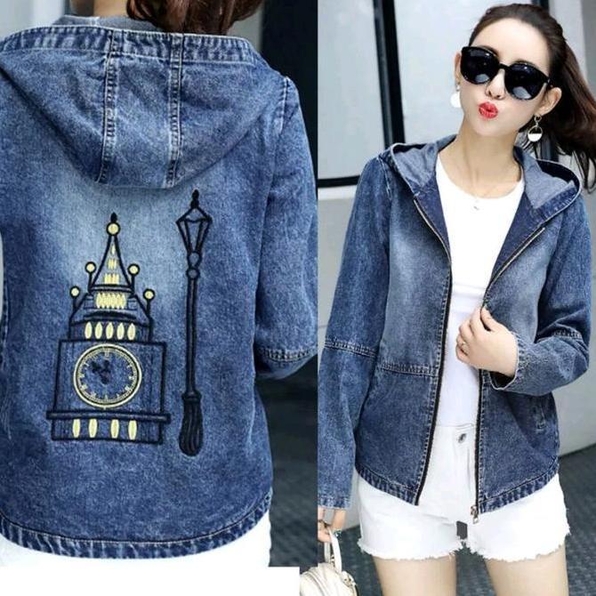 (BEST SELLER) JAKET JEANS HOODIE IMPORT/JAKET JEANS WANITA TERBARU