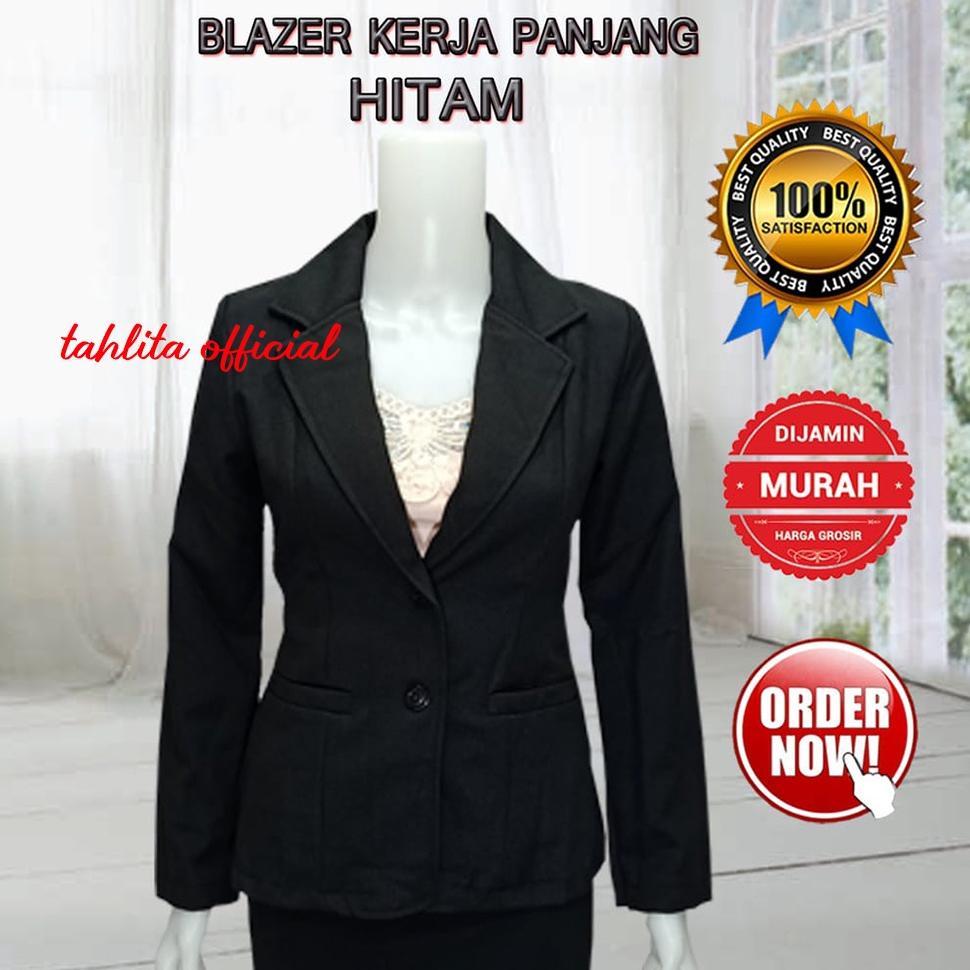 ORIGINAL BLAZER FORMAL WANITA HITAM PUTIH DONGKER ABU UKURAN S - 5L JAS BLEZER KANCING DUA BAHAN GAB