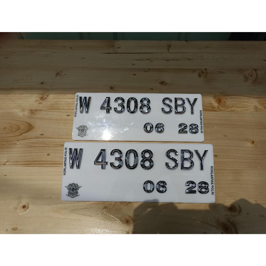 COD Plat Nomor Motor Variasi Timbul Segilima Chrome