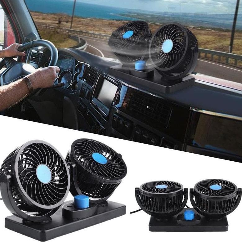 Barangunik2021 -Kipas Angin Mobil 2 Kipas Saklar dan 2 USB DC 12 Volt 24 Volt Yundai/Kipas Angin Mob