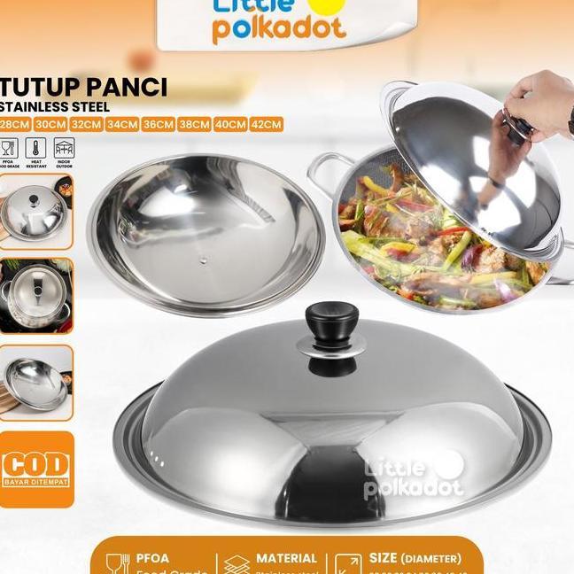 Tutup Panci Stainless 304 28Cm44Cm Berbagai Ukuran Wajan Kuali Wok Multifungsi Baskom Penggorengan T