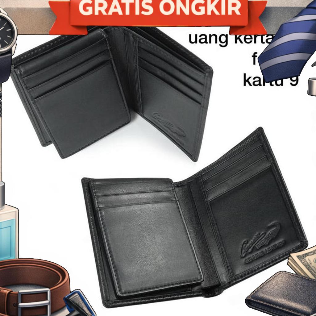 Dompet Kulit Crocodile 884By Pria Men Wallet Leather Kulit Ori Hitam