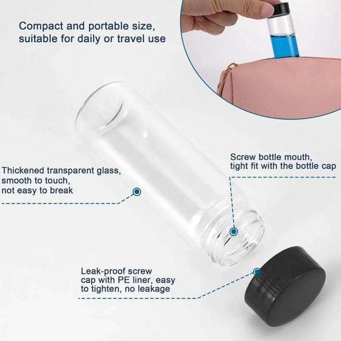 10pcs/Set Botol Kaca Tutup Ulir 10ml/20ml/50ml Botol Sample Parfum Multifungsi Botol Beling Kecil