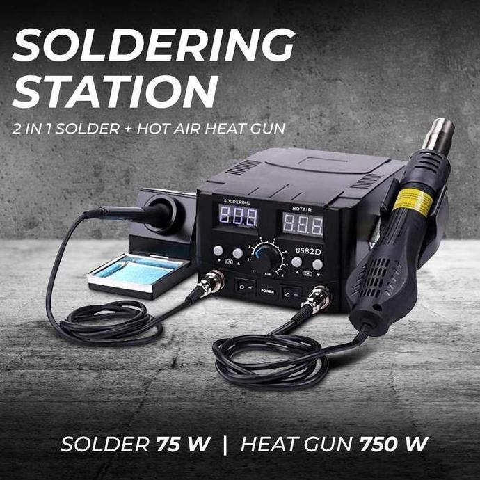 Soldering Station 2 in 1 Solder + Hot Air Heat Gun 750W - 8582D
