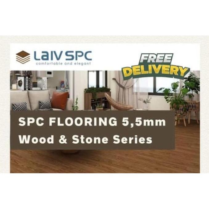 (LAIV) SPC Lantai kayu 5.5mm Lantai Klik Wood Stone Series Kayu IXPE Busa Foam Vynil Klik