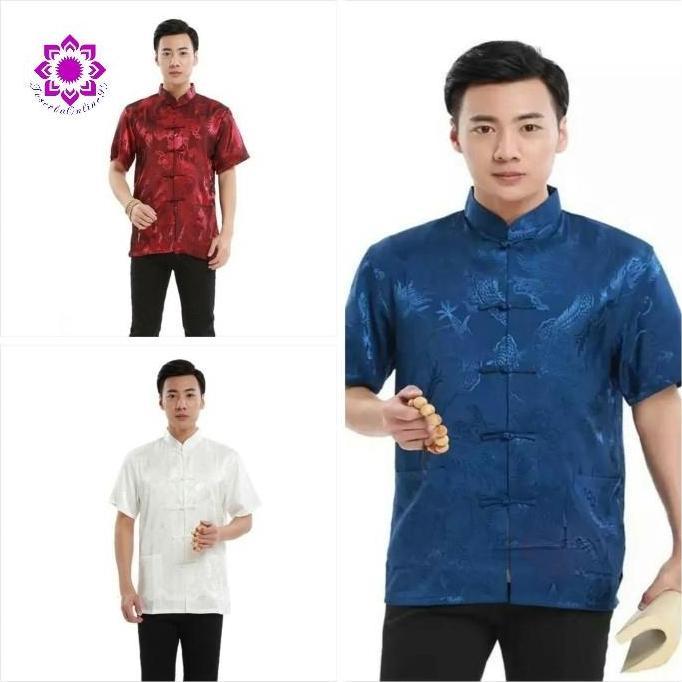 PROMO.... Cheongsam Lengan Pendek Pria Merah Maroon.