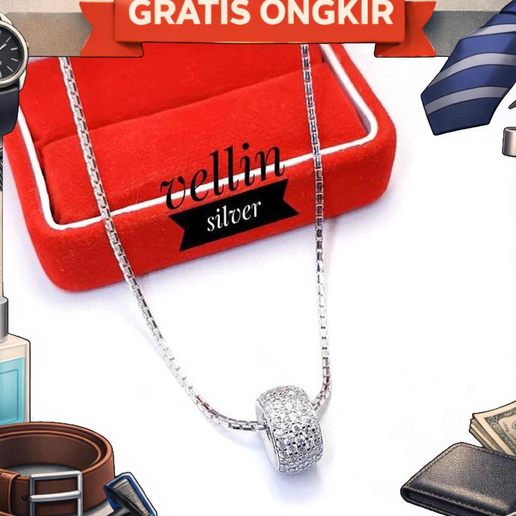 Kalung Perak Pria Wanita Model Italy Santa & Liontin Charm Silver Asli 925 - Perhiasan Kalung Lionti