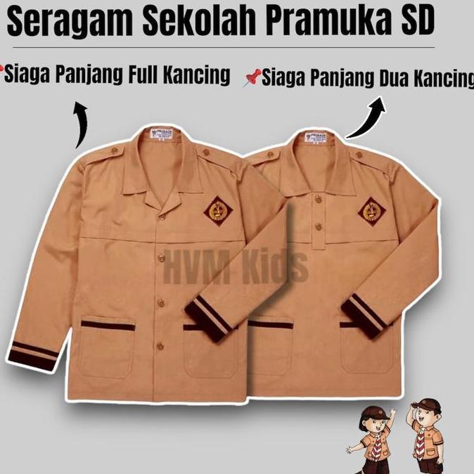 Promo Baju Pramuka Siaga SD MI Lengan Panjang Laki-Laki Dan Perempuan Pramuka Siaga Full Kancing Dan