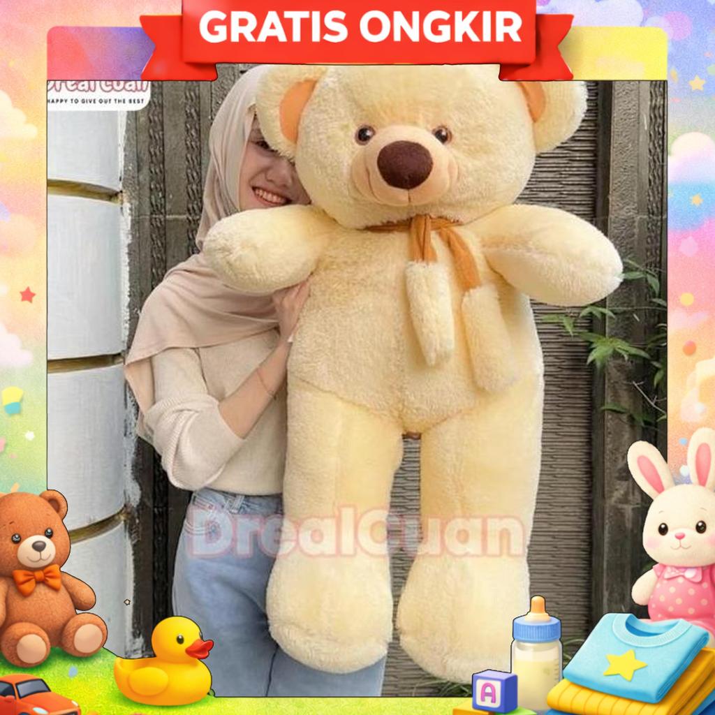 Boneka Teddy Bear Beruang Besar Jumbo Syal Polos 1 Meter Hadiah Anak Dolls Mainan