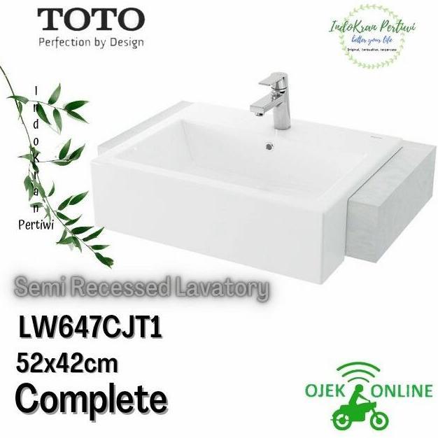 Wastafel TOTO LW647CJT1 (Complete/Semi Recessed Lavatory) /Wastafel Meja TOTO LW647CJT1 Semi/Ojek In