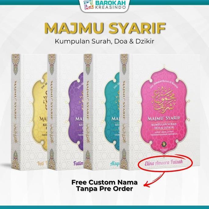 FREE CUSTOM NAMA Buku Islam Majmu Syarif 484 Hal Dilengkapi Kumpulan Doa & Dzikir, Surat Yasin Fadhi