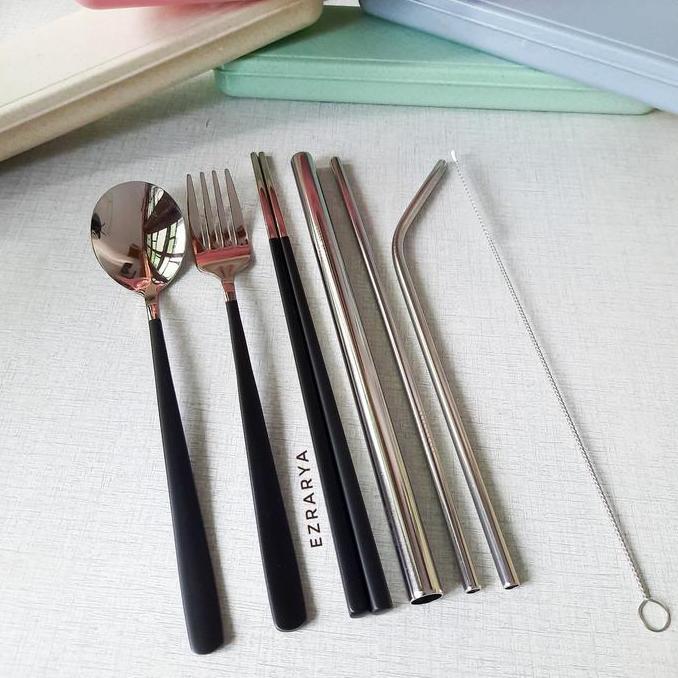 EZRARYA Sendok Garpu Sumpit Korea Set 8 in 1