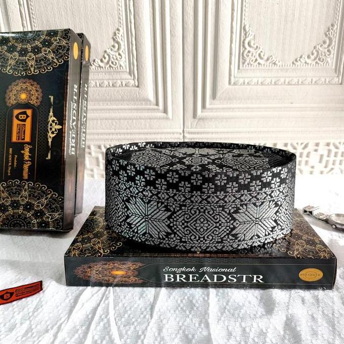 Thebest- Peci Songkok Kopiah songket Hitam Premium Asli Tenun Merk BREADSTR
