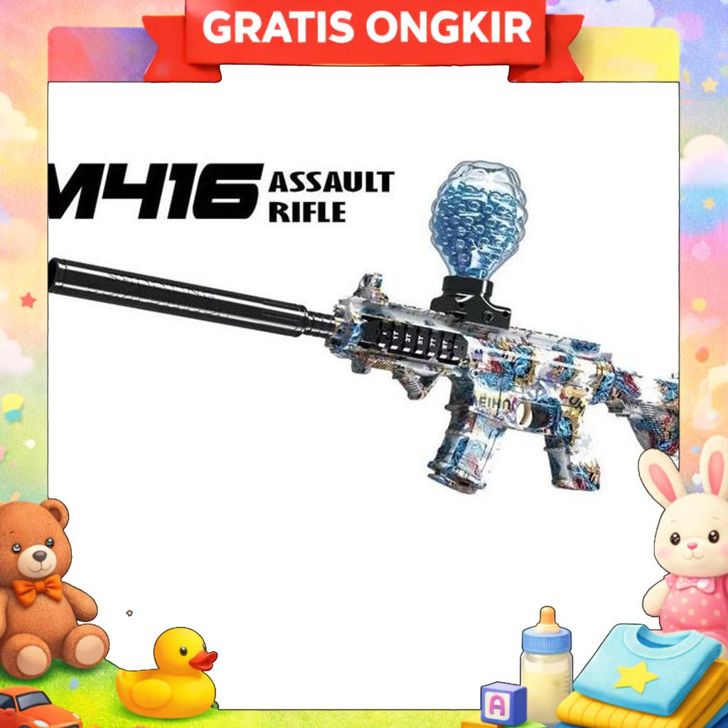 Mainan Water Gel Blaster M416 Electric 56 Cm Seru Otomatis / Mainan Anak Tembakan Seru Toy