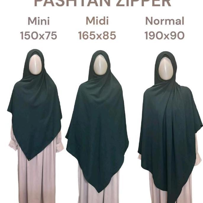 Thebest- Jilbab Pashtan Jumbo Zipper Pashmina Instan Khimar Syari Resleting Simple - Muslim Airflow 