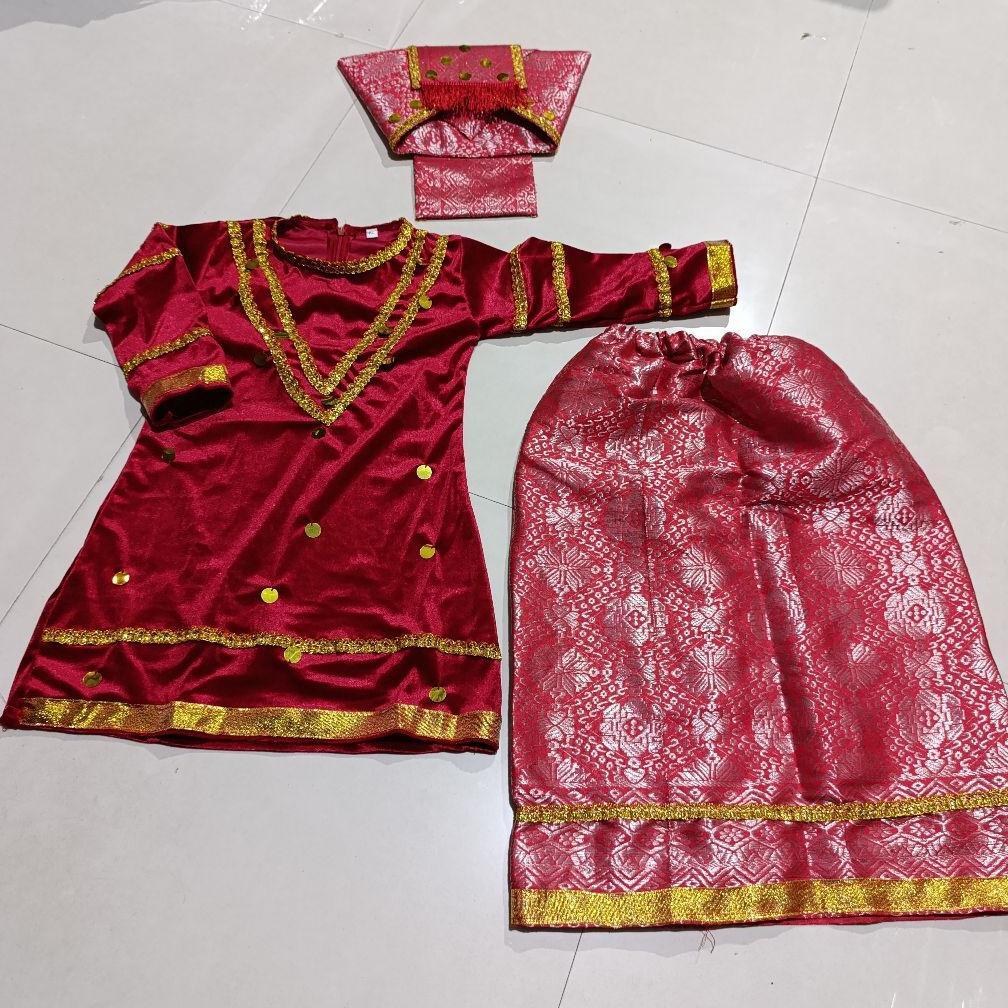 Setelan Baju Bludru Songket Adat Minang Anak / Kostum Anak Adat Padang Minang