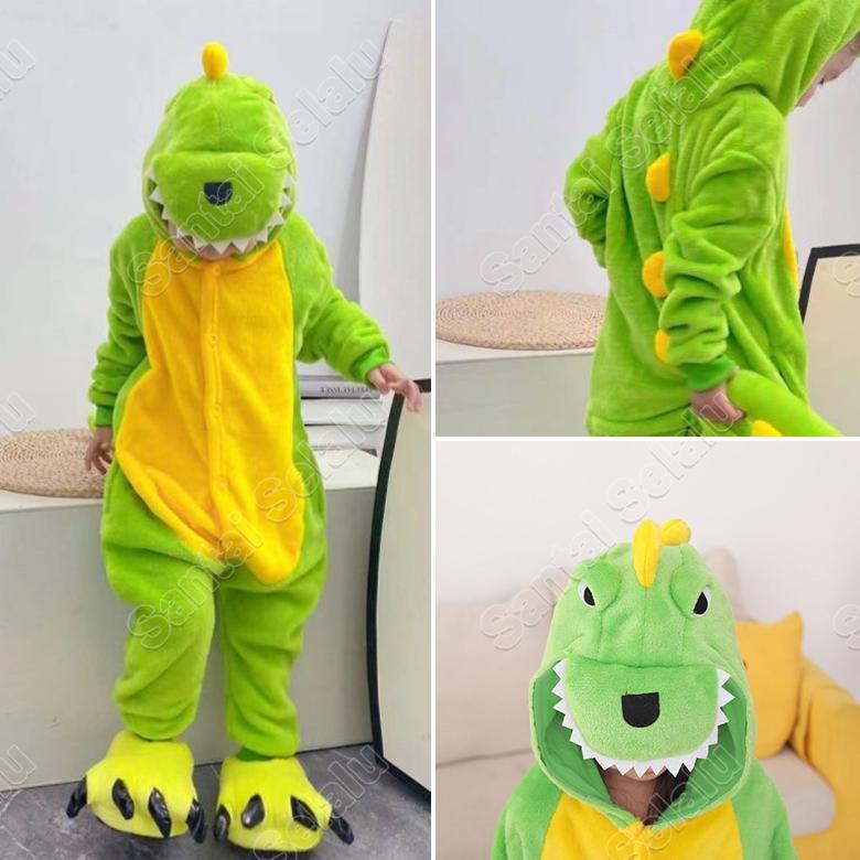 Kostum Onesie Kigurumi Kartun Anak Anak Dewasa: Dino, Unicorn.Cow, Stitch Piyama Cosplay Bahan Lembu