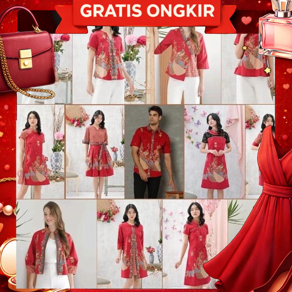 Imlek Series Bbb Red Couple /Baju Merah Batik Merah/ Baju Imlek