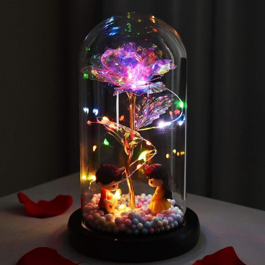 Promo Velantine Hadiah Kado Hiasan Lampu Bunga Mawar Rose Valentine Meja Hias Ruang Tamu Artificial 