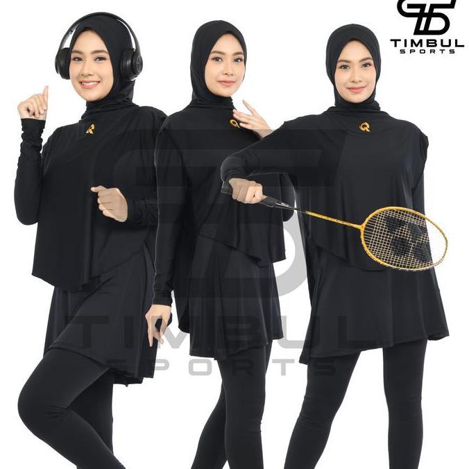 Stelan Olahraga Wanita Muslimah Senam Renang Lari Bersepeda Legging Rok Hijab Rompi