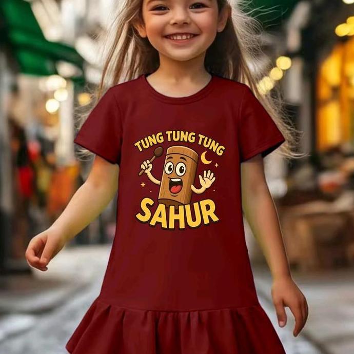 DE30 >> Daster Anak Perempuan Umur 1-8 Tahun Dress Model Baru Sambung Kerut Katun Lembut Nyaman Dipa