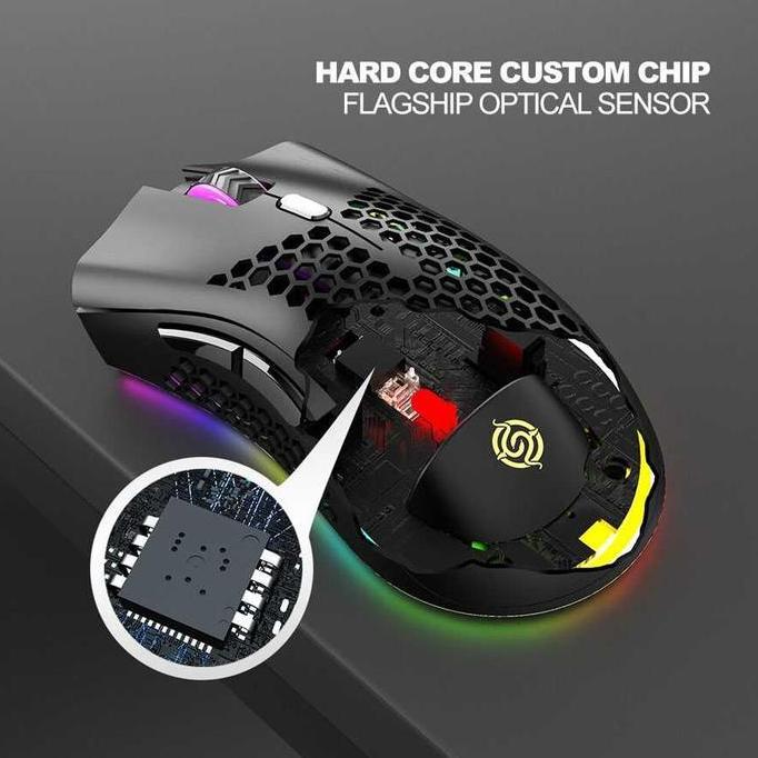 Mouse Gaming Wireless Rgb Honeycomb Rechargeable Original