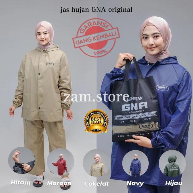 BEST SELLER / PREMIUM COD JAS HUJAN, RAINCOAT Pria dan Wanita Dewasa By GNA Anti Rembes With Flashli