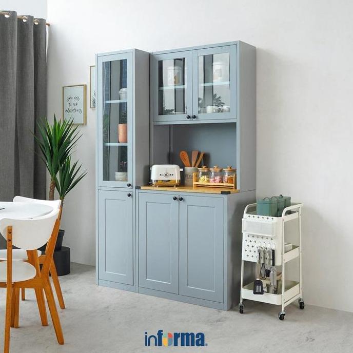 Terlaris Informa Scott 80X50X195 Cm Kabinet Dapur - Abu-Abu Lemari Penyimpanan Rak Piring Tempat Bum