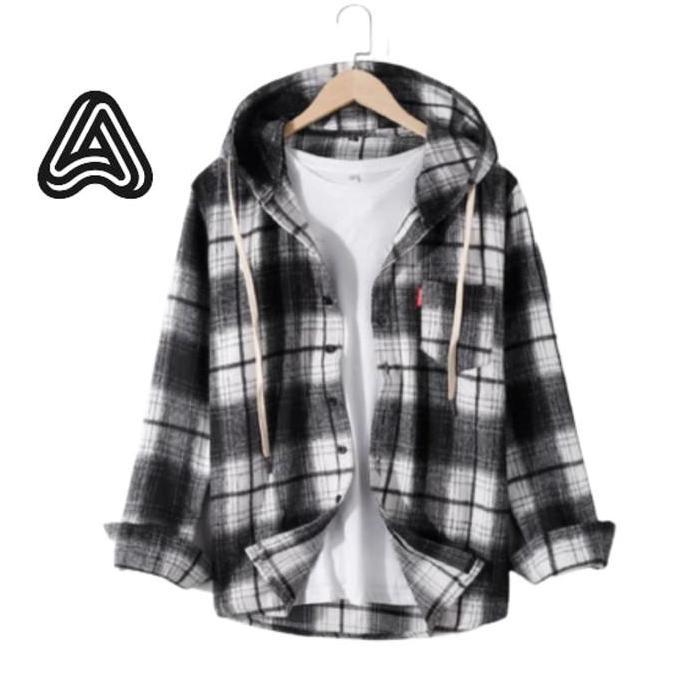 Thebest- Kemeja Flanel Hoodie Jumbo Pria 2XL 3XL 4XL XXL XXXL XXXXL Big Size