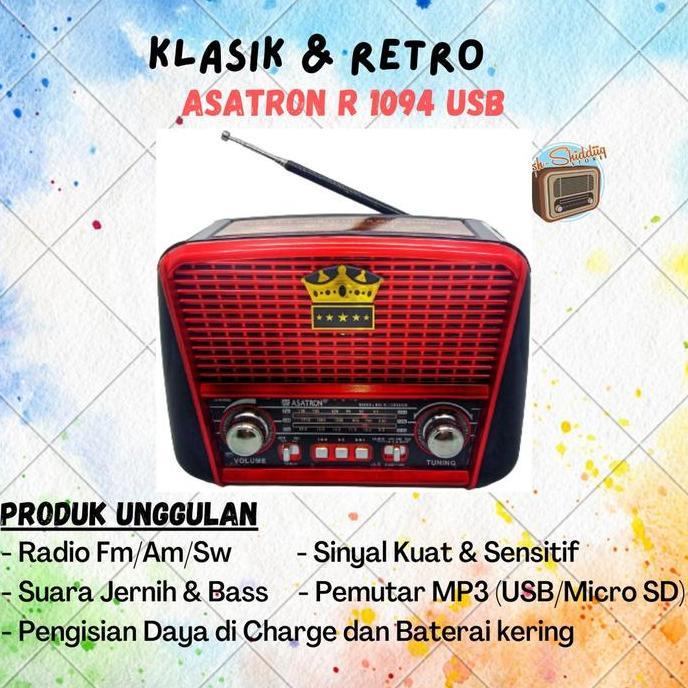Bestone- Radio FM AM SW Asatron R 1094/1820/1822 USB 100% ORI
