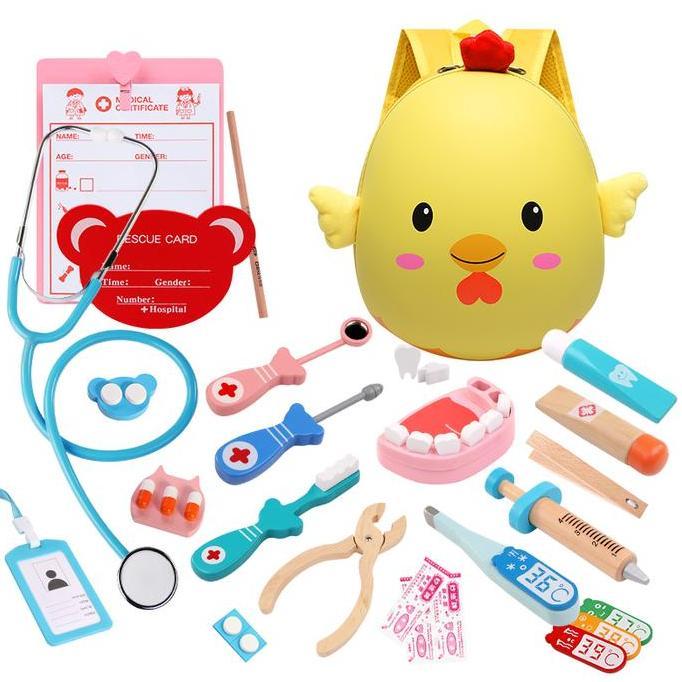 Wooden Doctor Dentist Set mainan edukasi dokter gigi kayu play pretend