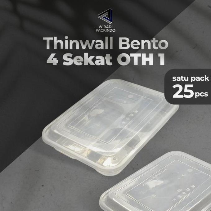 Thebest- Kotak Makan Plastik 4 Sekat Dome / Thinwall Bento Sekat 4 Dome