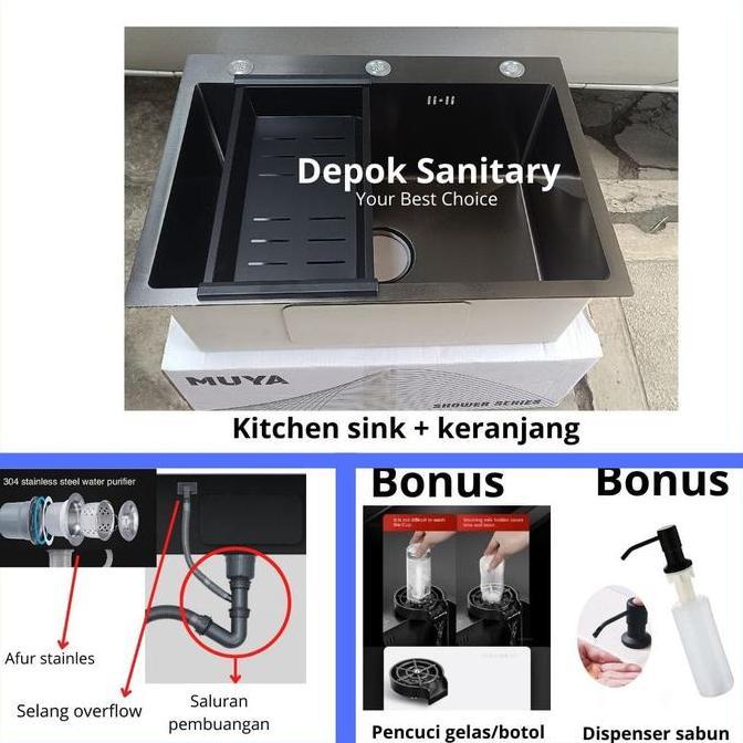 Newkirim- Kitchen Sink Black 6045 Valpra/ Kitchen Sink 6045 Hitam/ Kitchen Sink