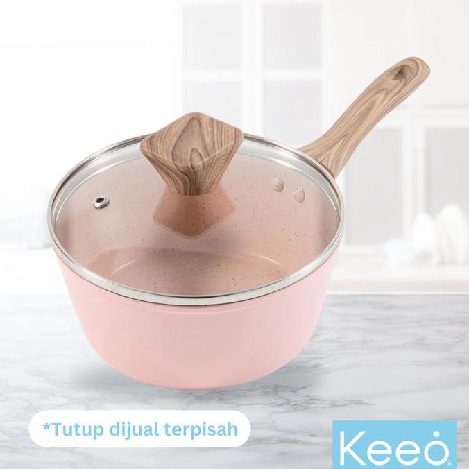 Terpopuler- Keeo 16 Cm Panci Anti Lengket Marble Granit (Sauce Pan) Pink