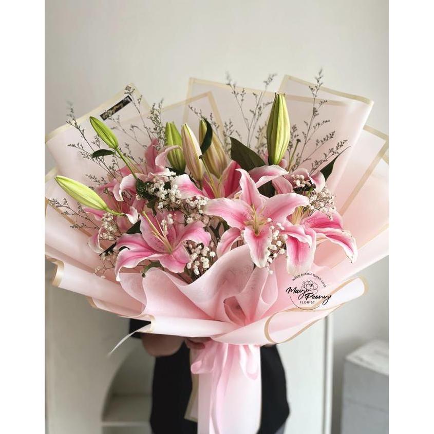 FRESH LILY BOUQUET LARGE SIZE - BOUQUET BUNGA LILY BUNGA ASLI FLORIST JAKARTA FLOWER BUCKET BOUQUET 