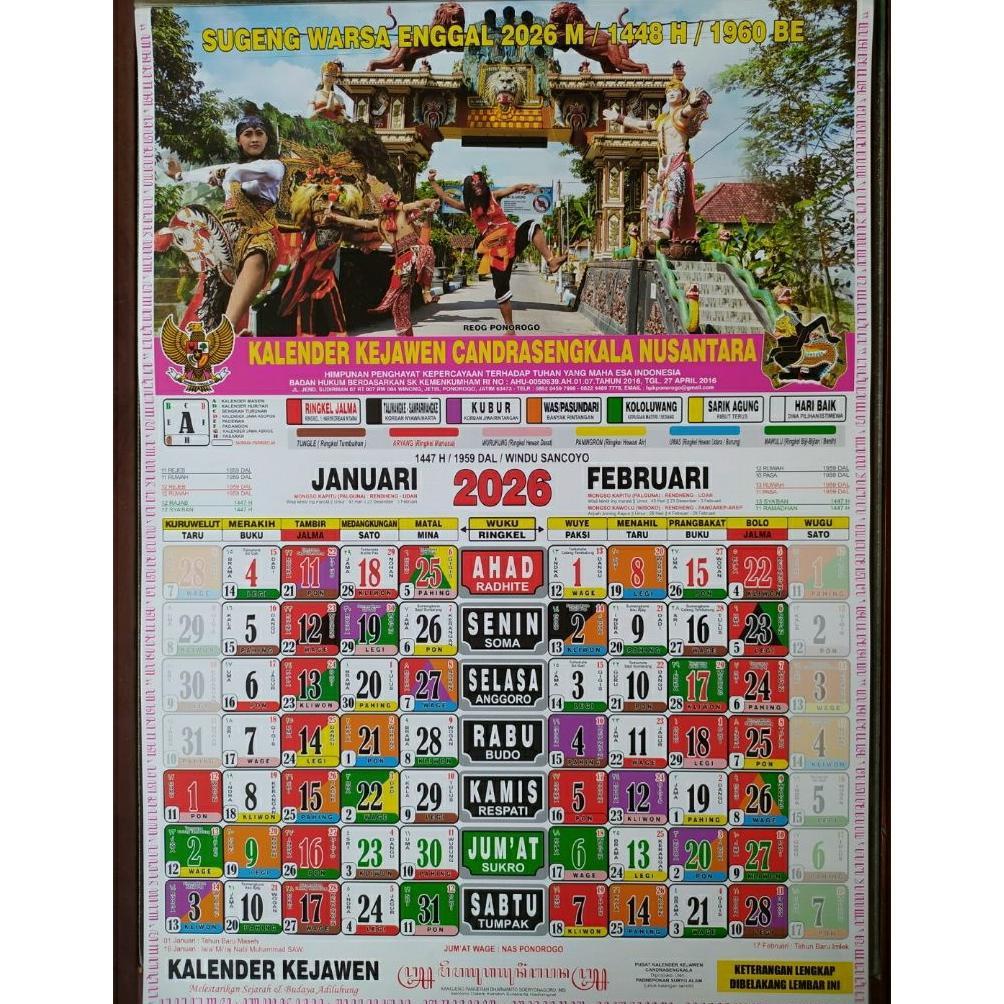 READY GROSIR Kalender 2026 - Kalender Jawa Kejawen 2026 - Candrasengkala Nusantara