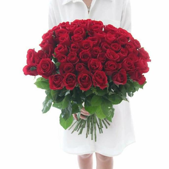 BUKET BUNGA MAWAR BESAR 50 MAWAR/HAND BOUQUET BESAR/BIG BOUQUET ROSES