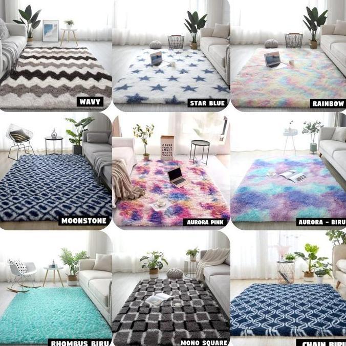 [COD] Ayeeca - 200x200 Karpet bulu Ombre lembut tebal bulu 4cm karpet lantai