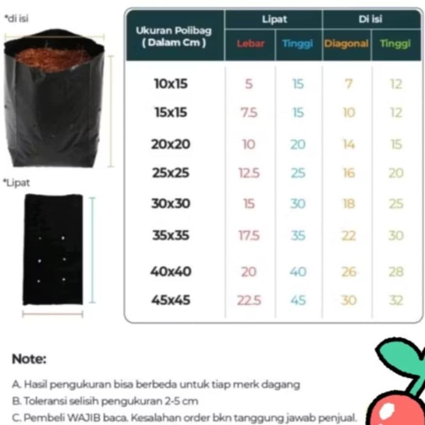 Bisa Cod Plastik Polybag Tanaman 1Kg Hitam Kuat | Polybeg Tanaman | Ukuran 7X8 8X10 10X15 12X17 14X2