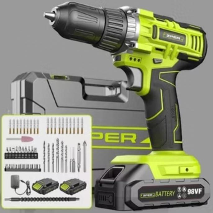 Mesin Bor Baterai 12V 21V Cordless Zper Impact Drill