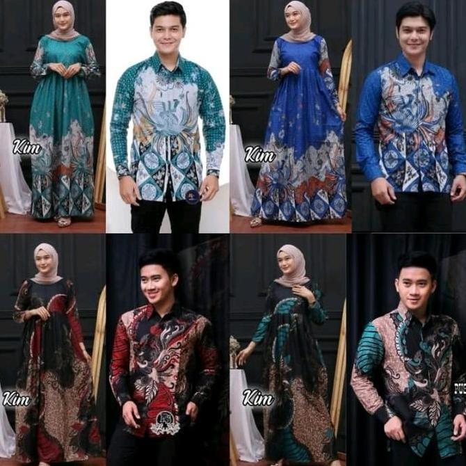 Baju Batik Couple Gamis Modern Pasangan Batik Lengan Panjang Kekinian Couple Gamis Dan Kemeja