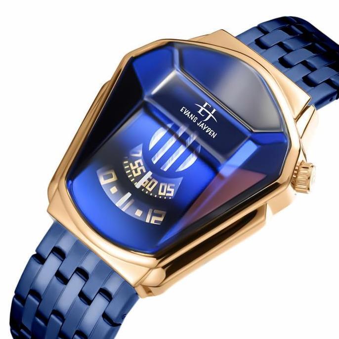 TERLARIS Jam Tangan Pria Evans Jayden 9953-1 Rantai Stainless Steel Analog Sapphire Glass Water Resi