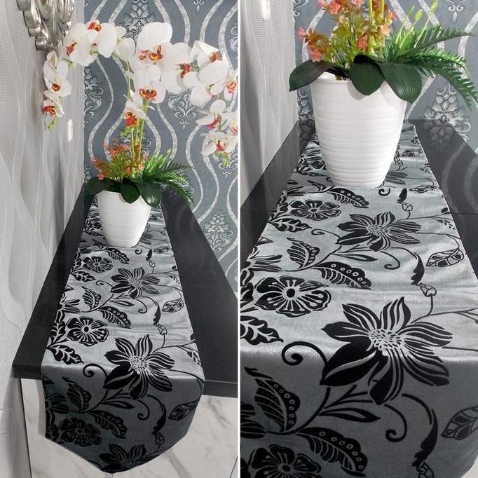 Murah Taplak Meja Makan /Taplak Meja Panjang Minimalis Modern Grey 180