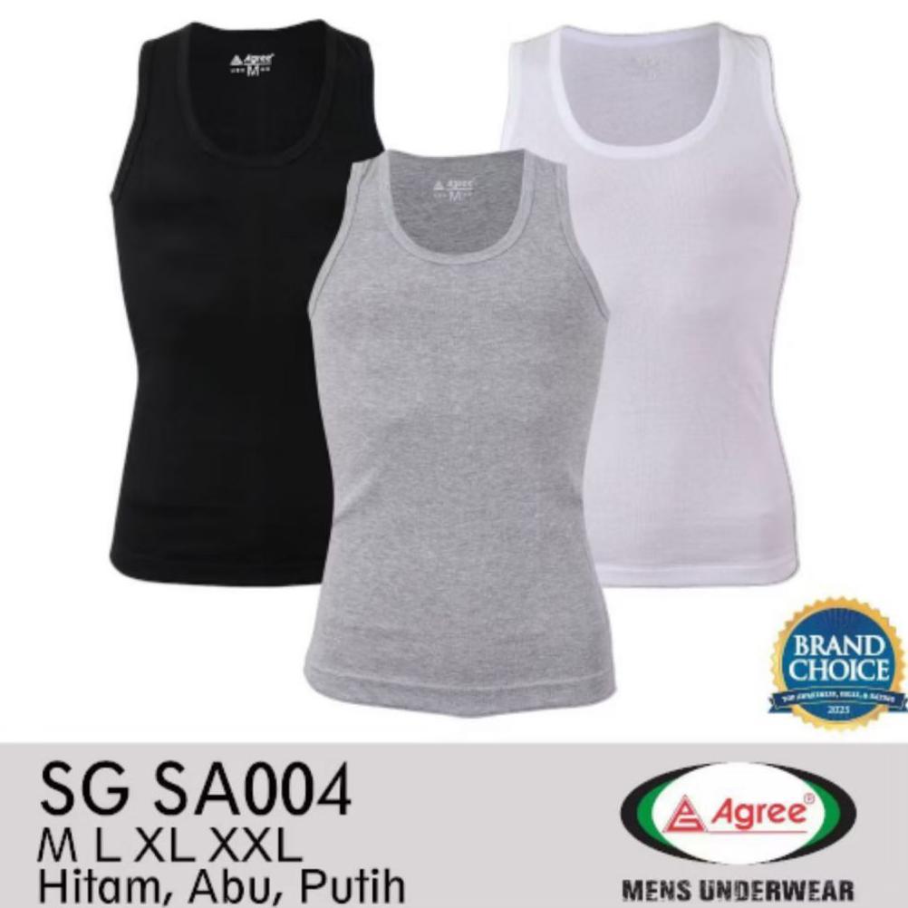 [ 3pcs ] Singlet Pria Agree Art.004 | Singlet Pria Agree Original | Kaos Dalam Agree Dewasa 3 warna