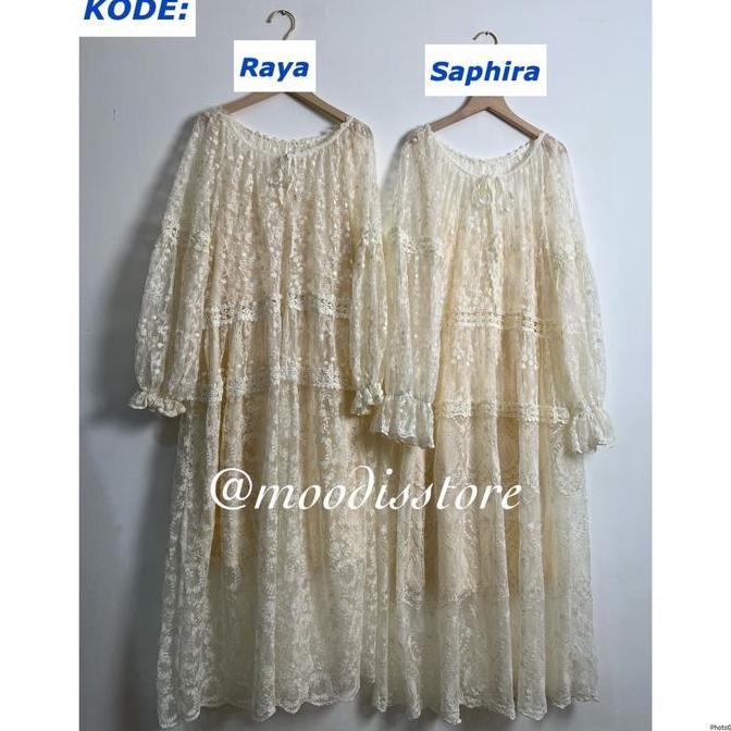 Thebest- One set Raya Outer Long Tunik Lace Tulle Premium