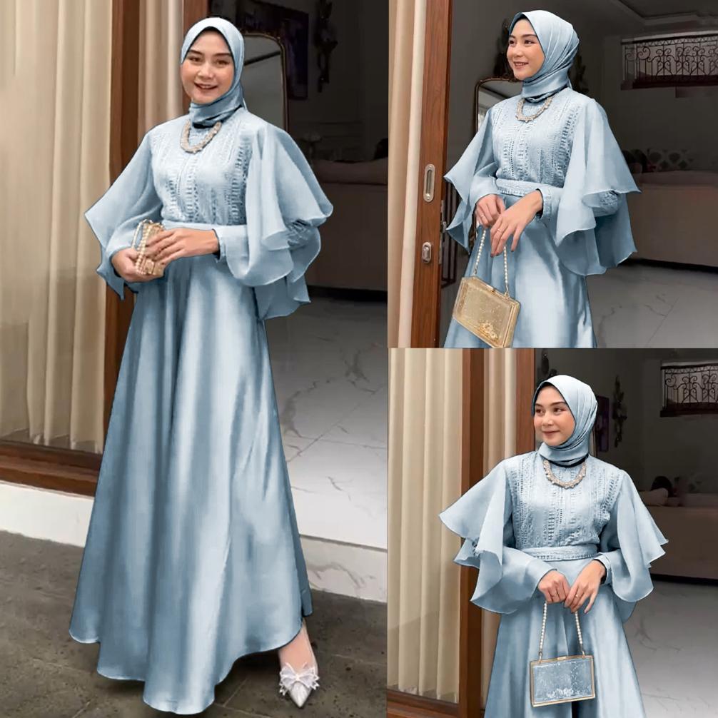 Saless Maxy Almeera M L Xl Xxl Gamis Dress | Gamis Mewah Pesta Kondangan Muslim Terbaru Model Brokat