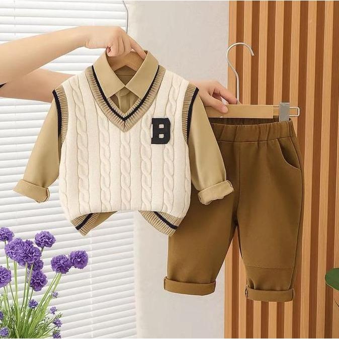 Setelan Anak Laki Laki Keren Setelam Rompi Kemeja Rajut Anak Laki Laki Usia 1-5 Tahun Pakaian Anak L