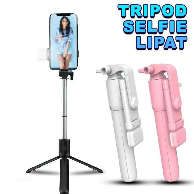 JAFRIANSYAH2 - TRIPOD TONGSIS BLUETOOTH STICK TONGSIS CONTROL REMOTE BLUETOOTH TRIPOD HP DENGAN LAMP